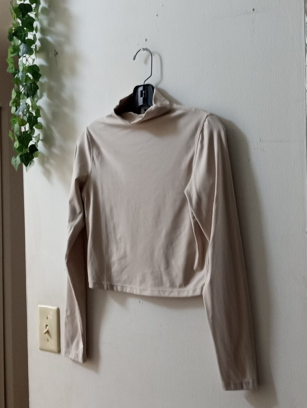Yogalicious Long Sleeve Mock Neck Top - Light Beige